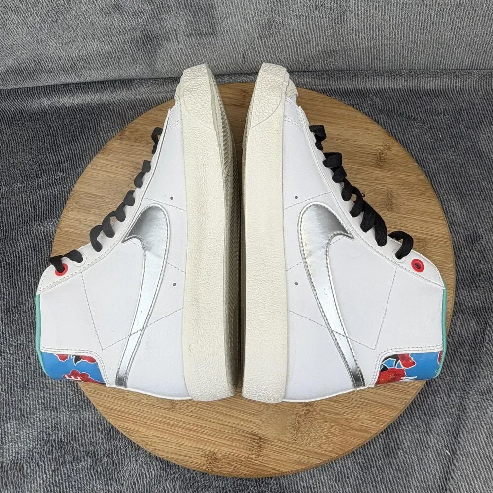 Nike Blazer Mid 77 Shoes Boys Size 5Y White Floral Casual Sneakers DQ7773-100